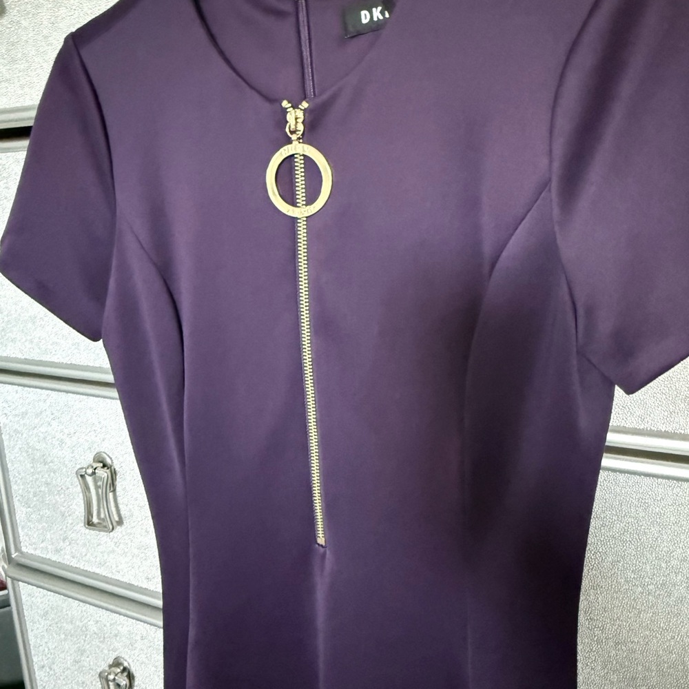 💜 DKNY💜 Fit and Flare Plum Dress size 4 - Picture 3 of 10